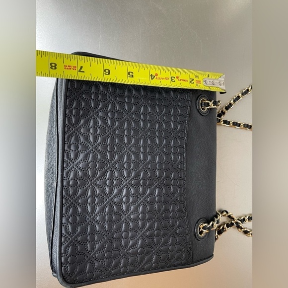 Tory Burch Bryant Medium Black Leather Womens Chain Shoulder Bag Floral Print - Picture 11 of 12